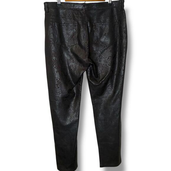 Chico’s Faux Leather Reptile Pants Sz 2.5 (14) Espresso Stretch Slimming Legging - Picture 3 of 7